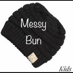 Kids Black Messy Bun C.C Beanie
